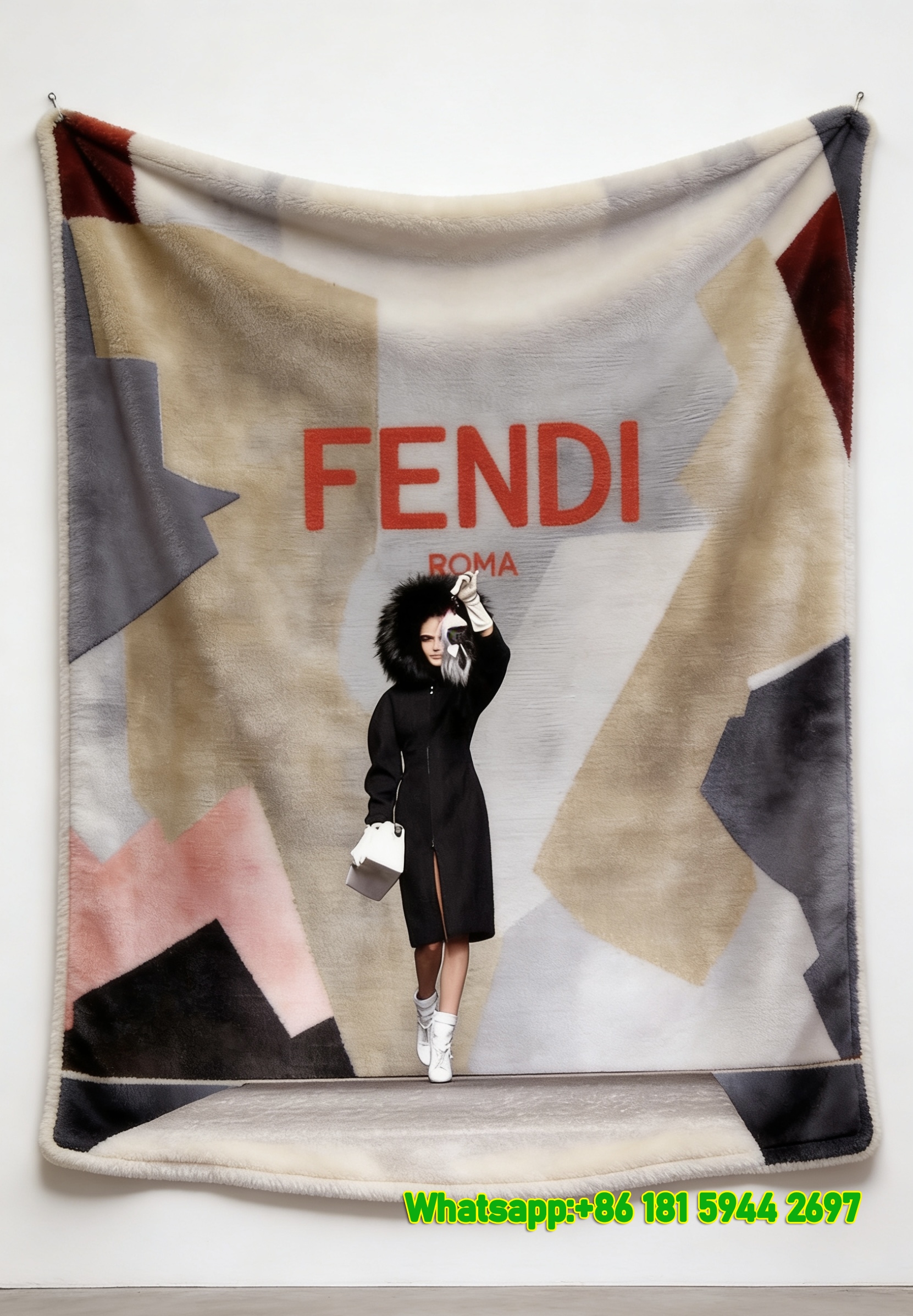 Fendi Runway Fashion Show Print Flannel Throw Blanket IMG_9547